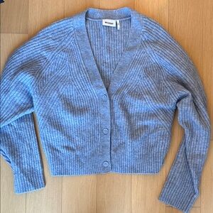 [New] Light Blue Ribbed V-Neck Cardigan